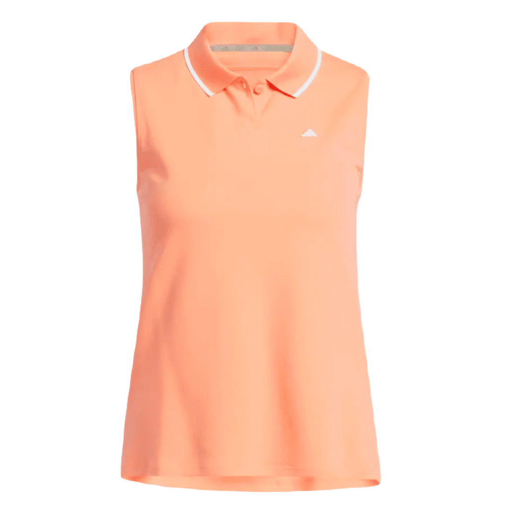 Adidas Ladies Go-To Piqué Sleeveless Golf Polo Shirt - Orange