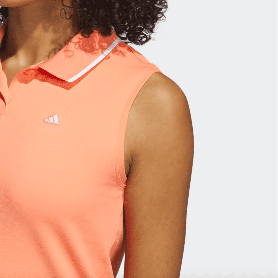 Adidas Ladies Go-To Piqué Sleeveless Golf Polo Shirt - Orange