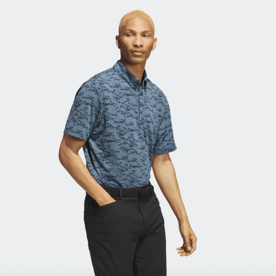 Adidas Go-To Printed Golf Polo Shirt - Blue