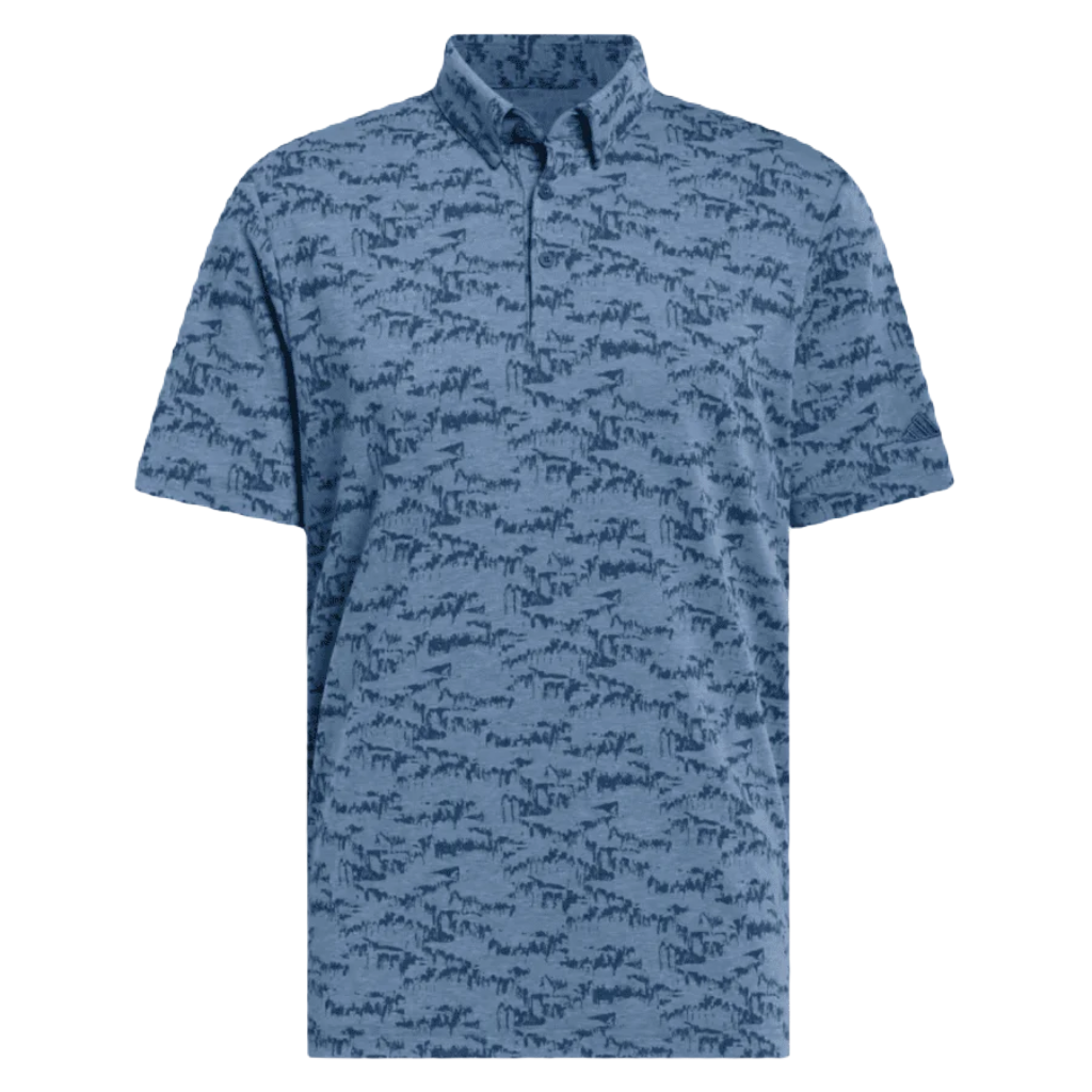 Adidas Go-To Printed Golf Polo Shirt - Blue