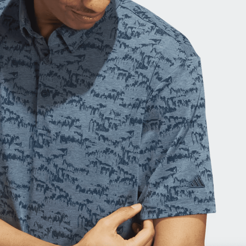 Adidas Go-To Printed Golf Polo Shirt - Blue