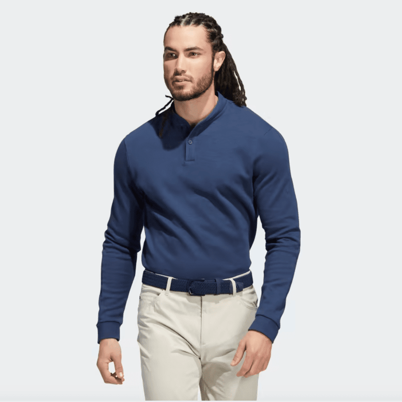 Adidas Go-To Long Sleeve Henley Polo Shirt - Navy