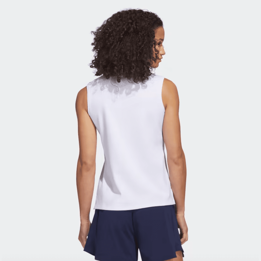 Adidas Ladies Go-To Piqué Sleeveless Golf Polo Shirt - White