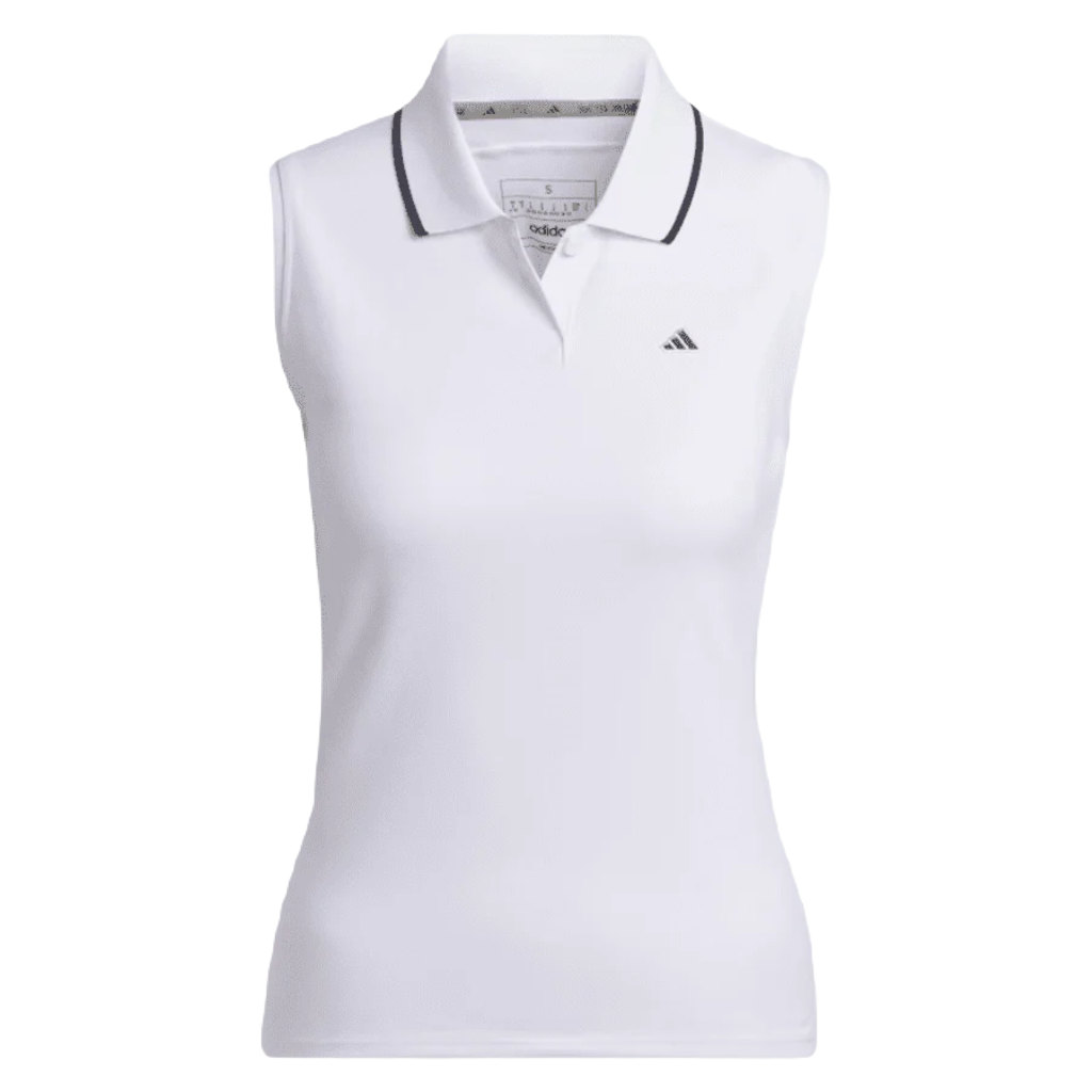 Adidas Ladies Go-To Piqué Sleeveless Golf Polo Shirt - White