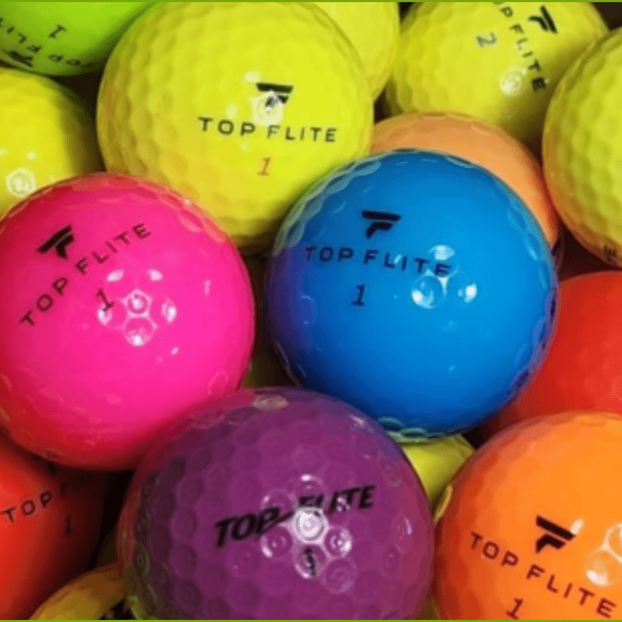 36 Top-Flite Assorted Colors Golf Balls - Recycled 5A/4A