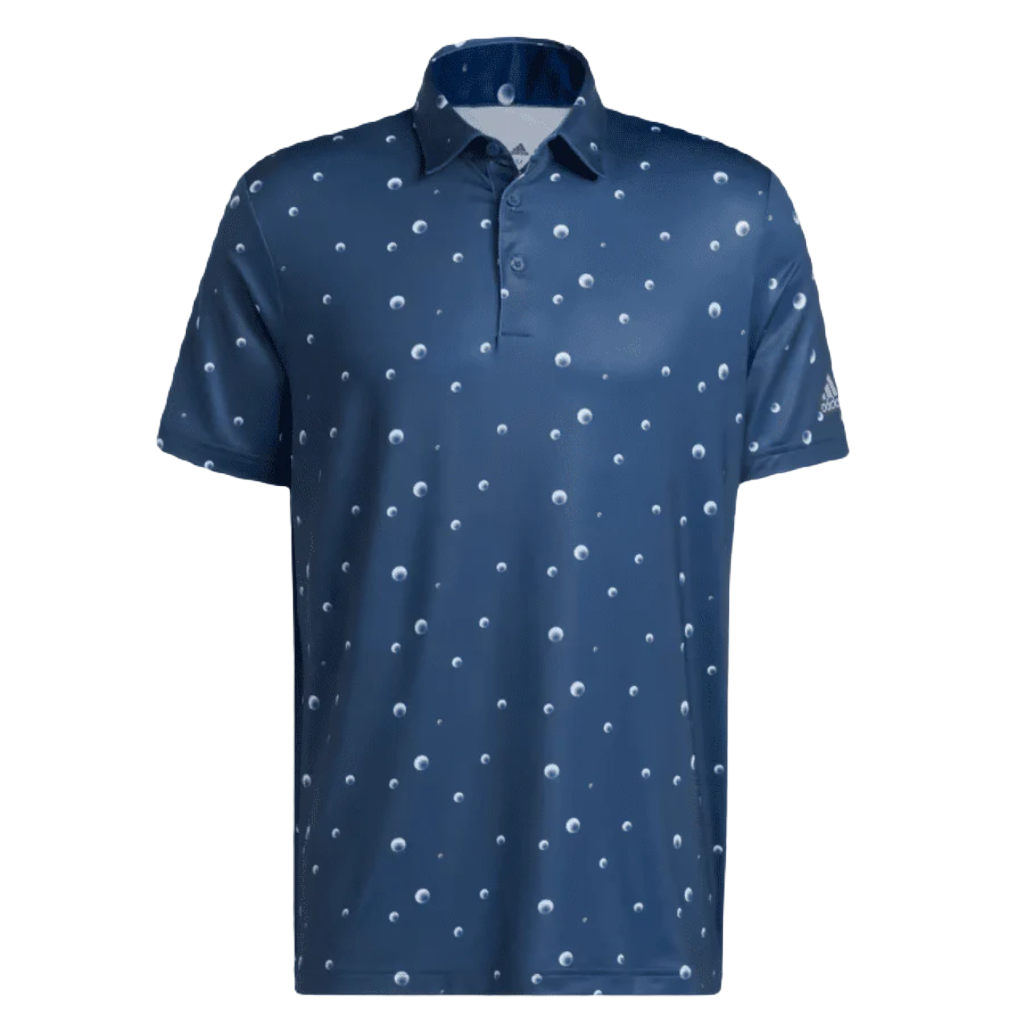 Adidas Ultimate365 Allover Print Golf Polo Shirt - Blue