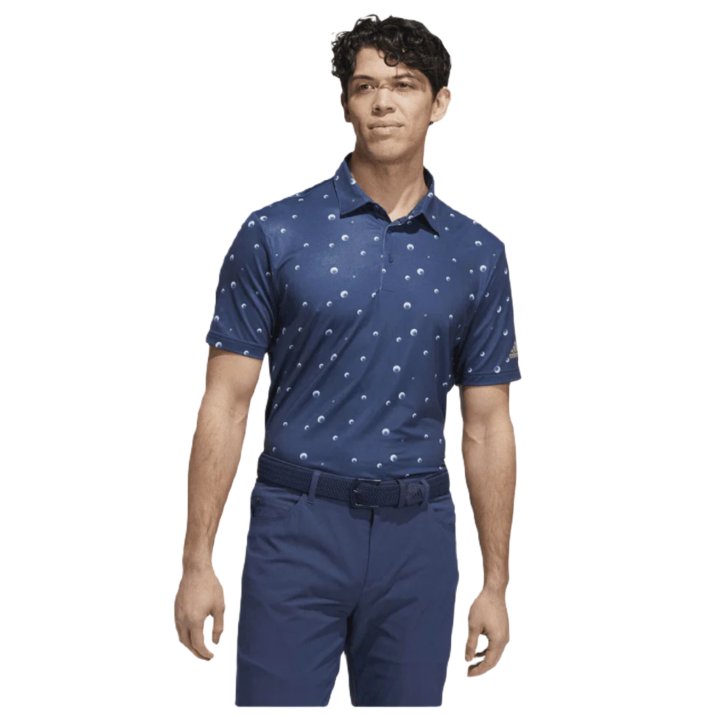 Adidas Ultimate365 Allover Print Golf Polo Shirt - Blue