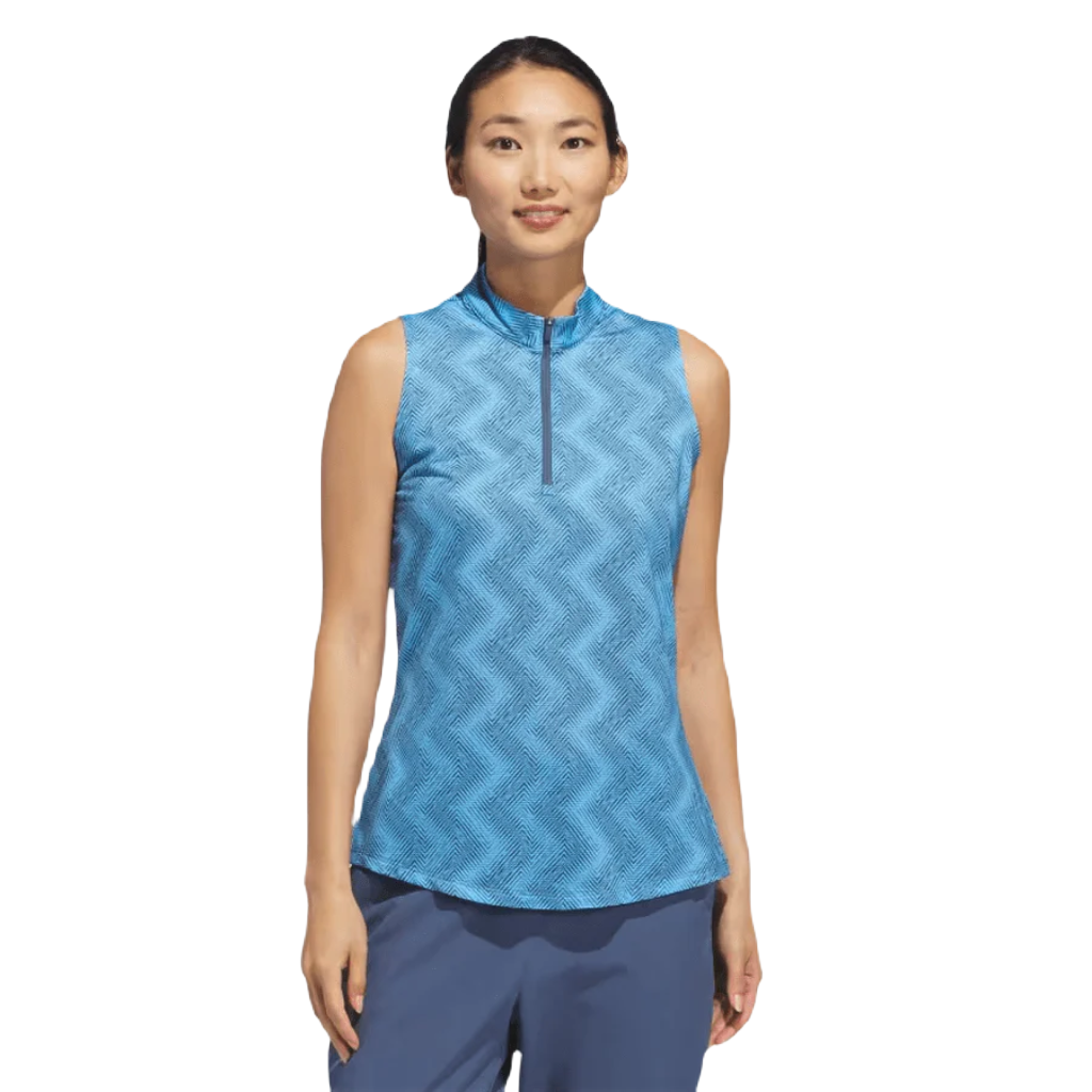 Adidas Ultimate365 Ladies Ottoman Printed Sleeveless Polo Shirt