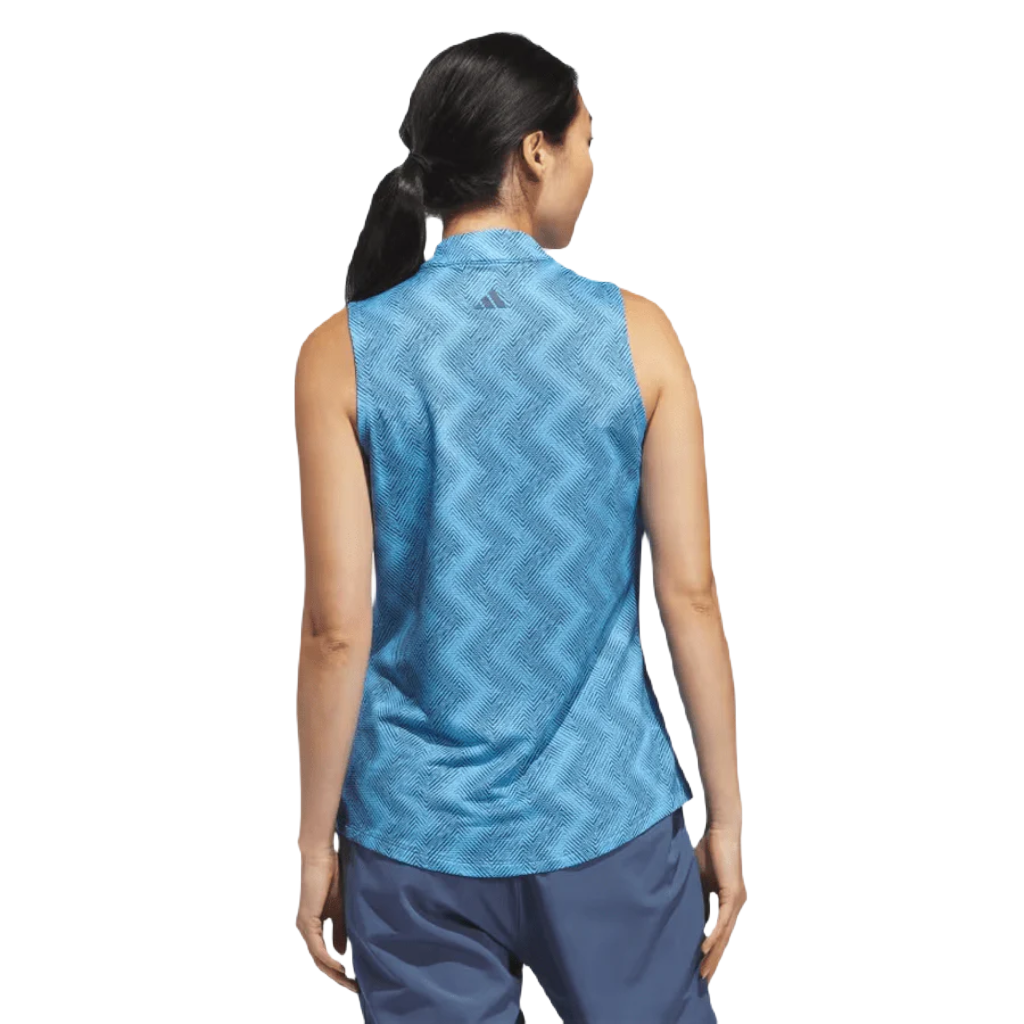 Adidas Ultimate365 Ladies Ottoman Printed Sleeveless Polo Shirt