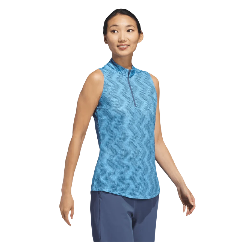 Adidas Ultimate365 Ladies Ottoman Printed Sleeveless Polo Shirt