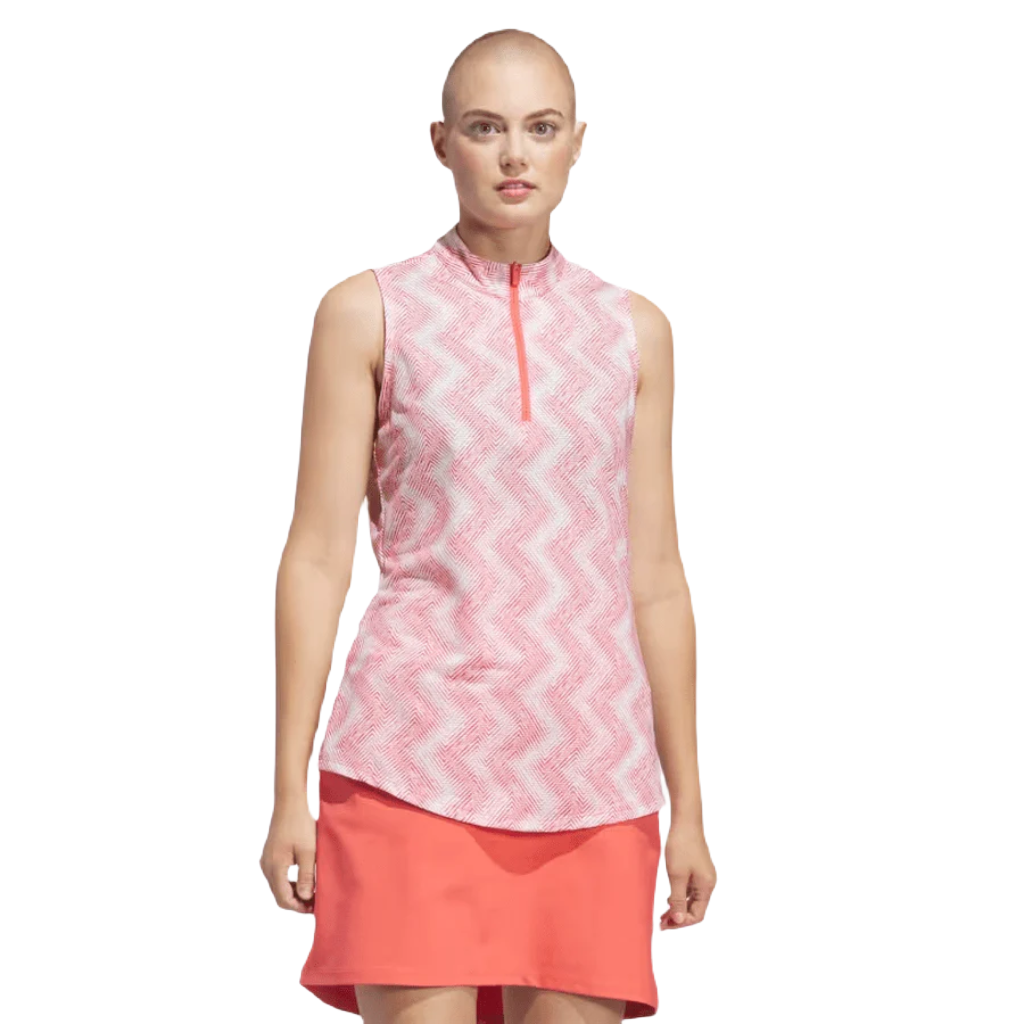 Adidas Ultimate365 Ladies Ottoman Printed Sleeveless Polo Shirt