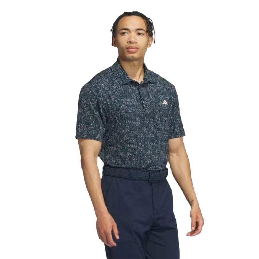 Adidas Ultimate365 Power Grid Print Polo Shirt - Blue | Free Ship