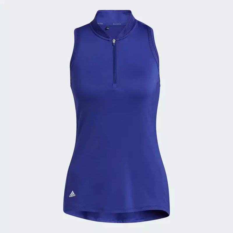 Adidas Racerback Ladies Sleeveless Polo Shirt - Blue