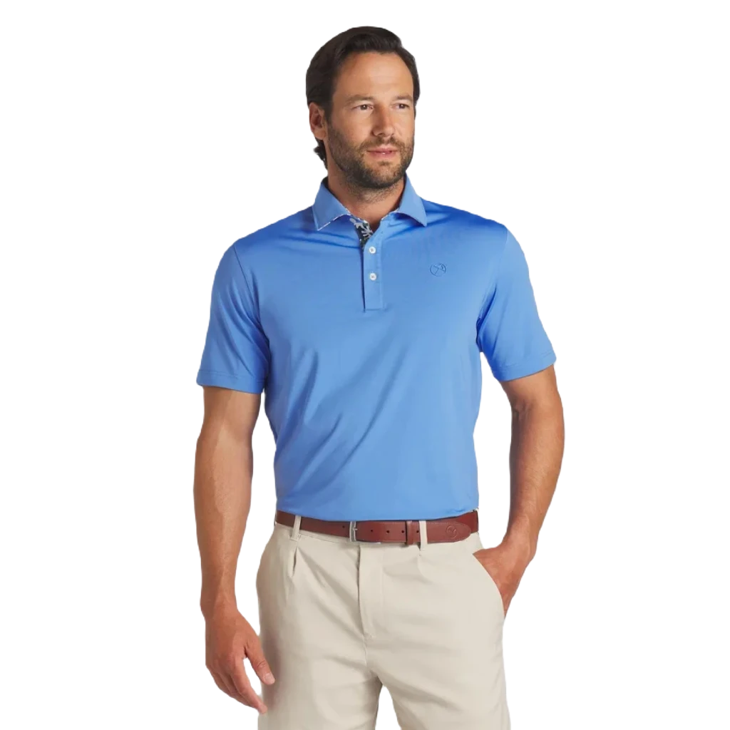 Pure AP Floral Trim Golf Polo - Blue