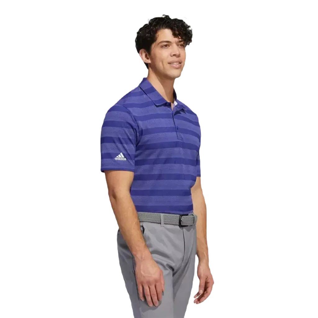 Adidas Two-Color Men's Striped Polo Shirt - Legacy Indigo