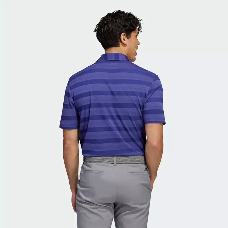 Adidas Two-Color Men's Striped Polo Shirt - Legacy Indigo