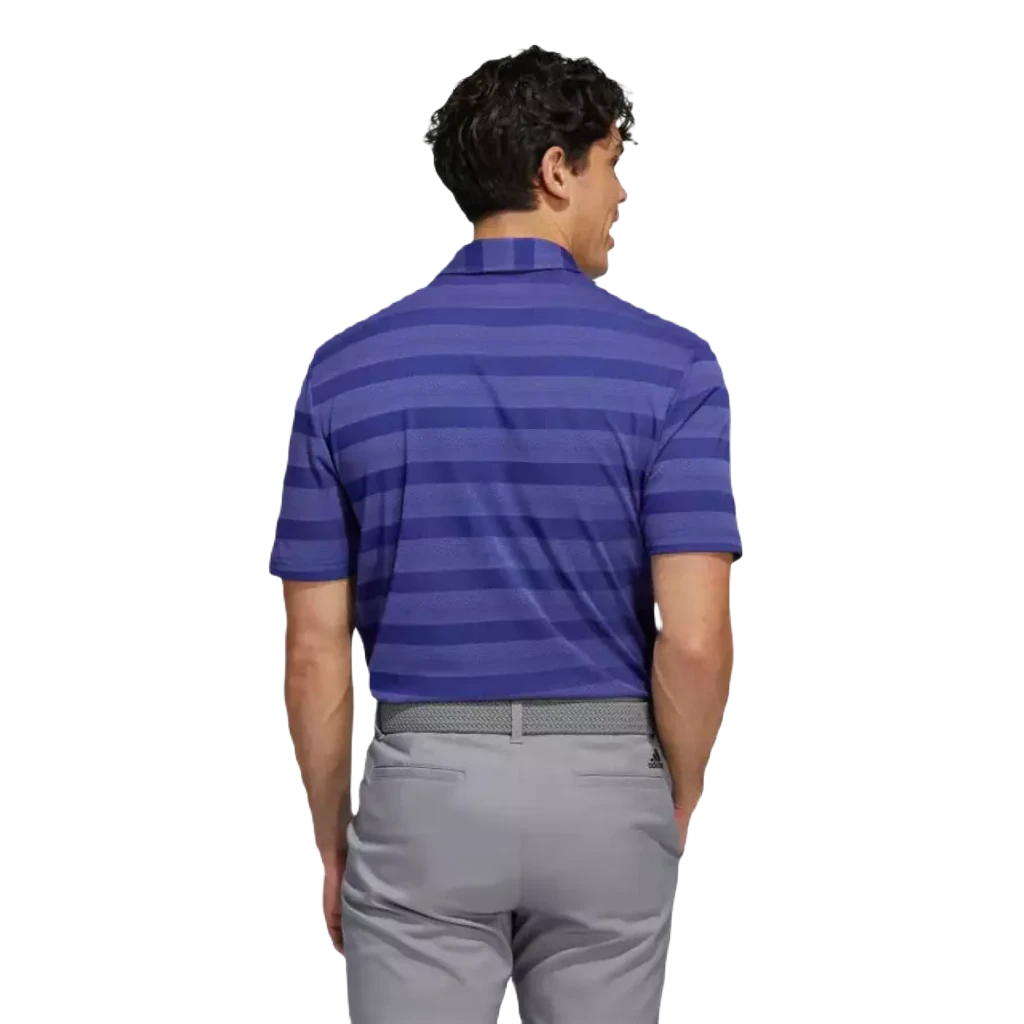 Adidas Two-Color Men's Striped Polo Shirt - Legacy Indigo