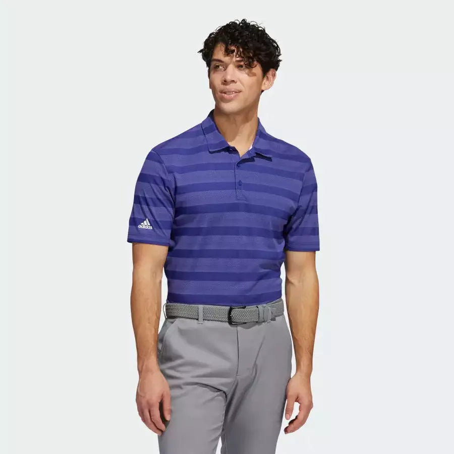 Adidas Two-Color Men's Striped Polo Shirt - Legacy Indigo