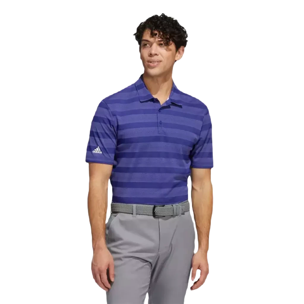 Adidas Two-Color Men's Striped Polo Shirt - Legacy Indigo