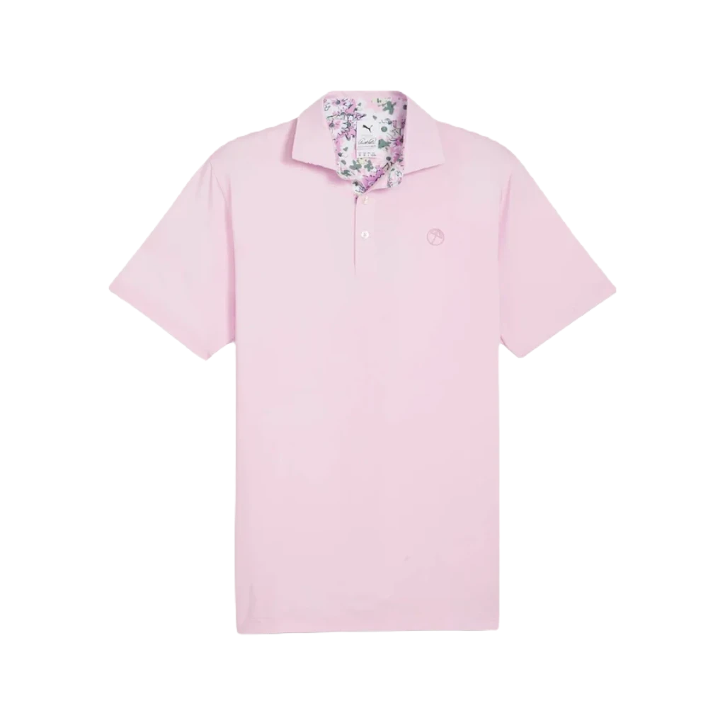 Pure AP Floral Trim Golf Polo - Pink