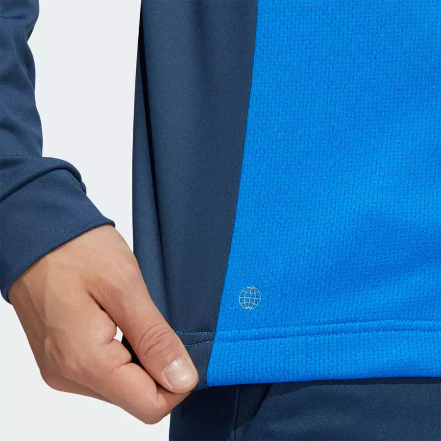 Adidas Colorblock Men's Quarter-Zip Pullover - Blue