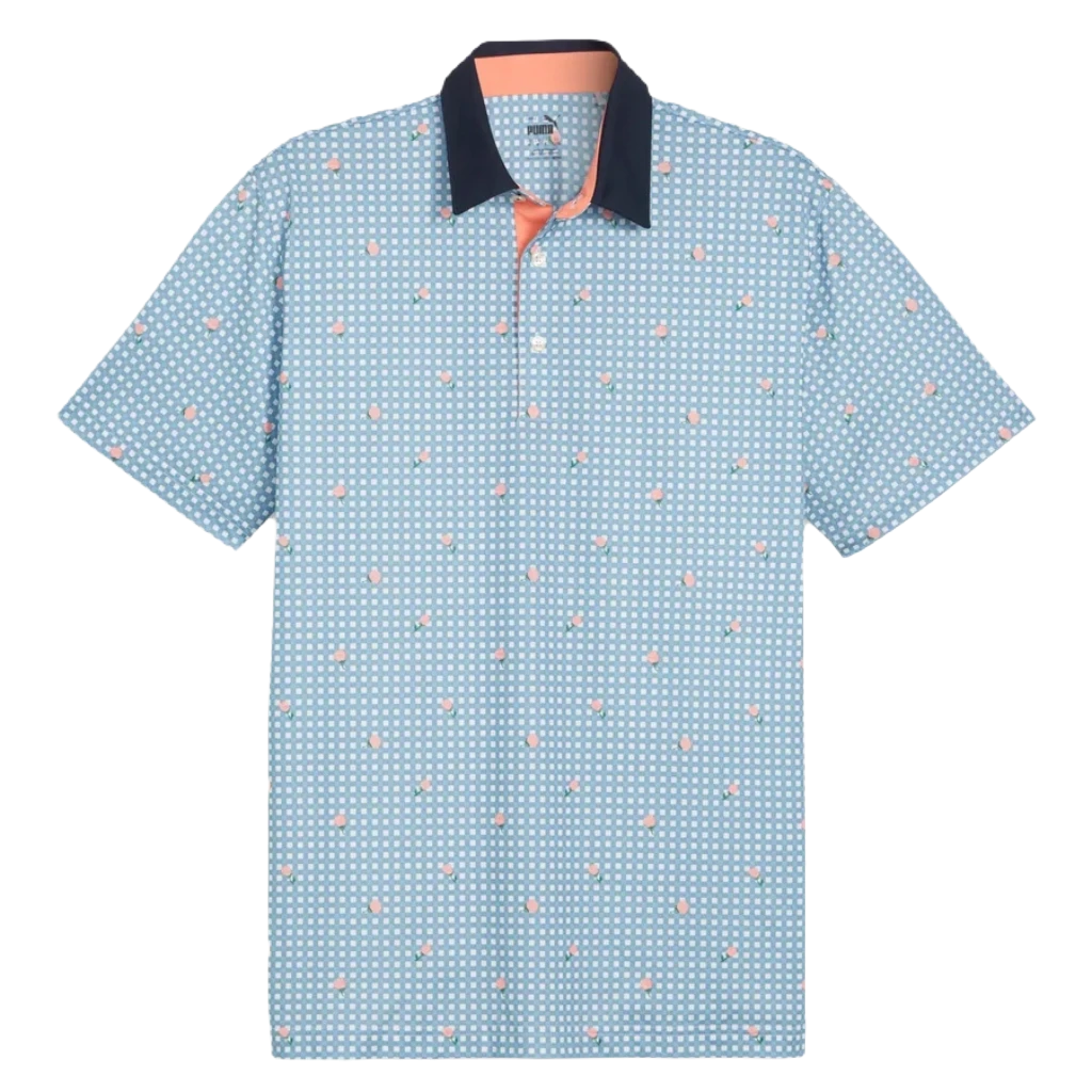 Puma Pique Gingham Golf Polo - Blue