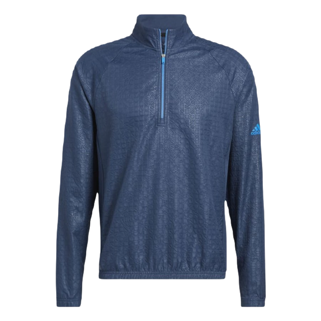 Adidas Debossed Quarter-Zip Pullover - Blue