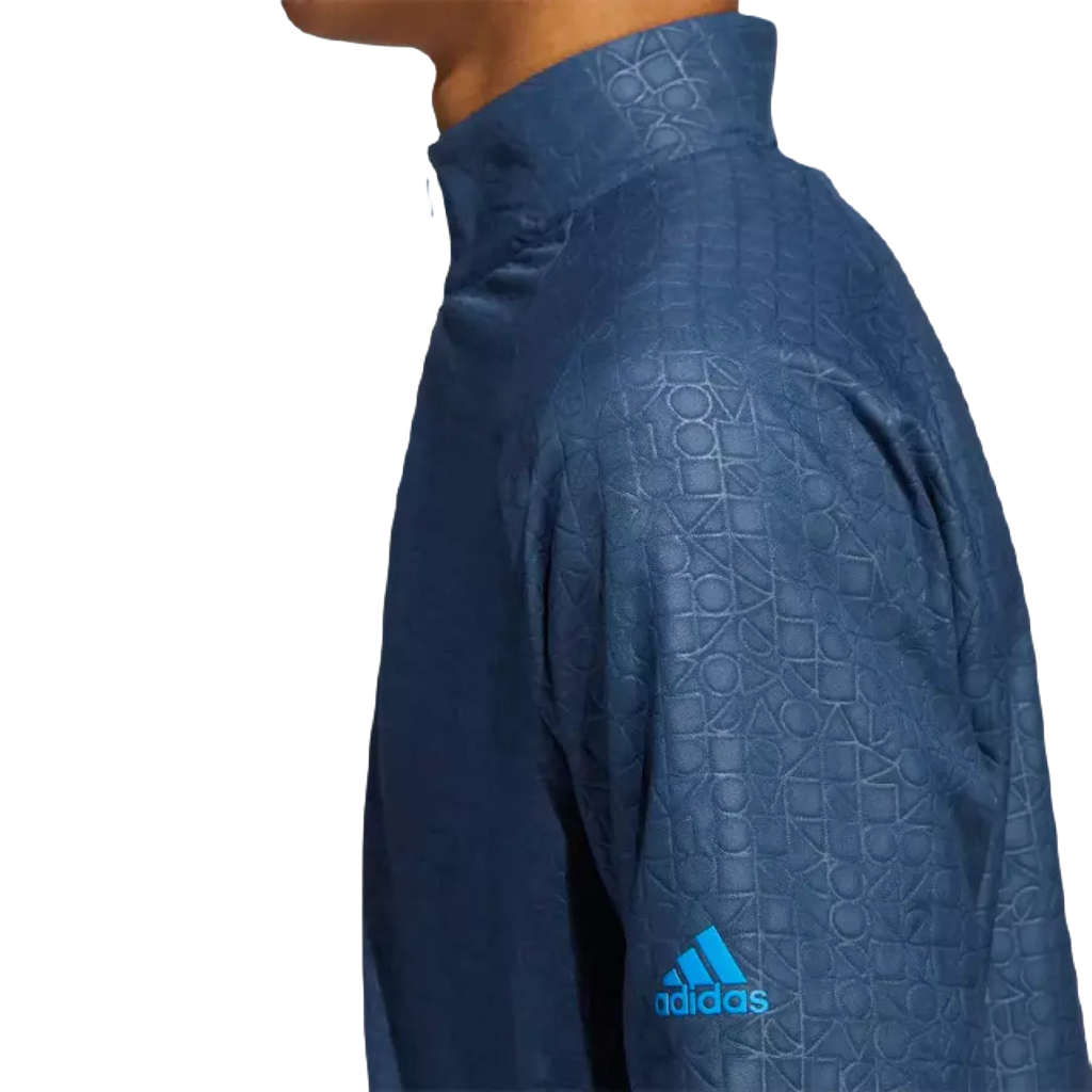 Adidas Debossed Quarter-Zip Pullover - Blue