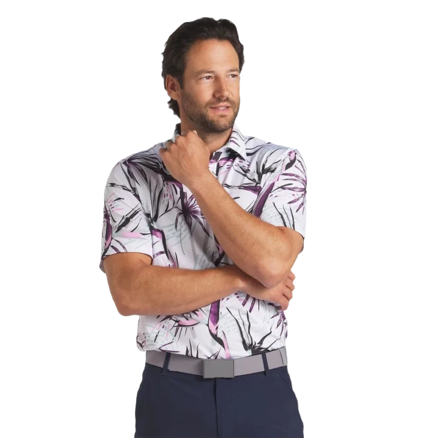 Puma MATTR Birds of Paradise Golf Polo - White