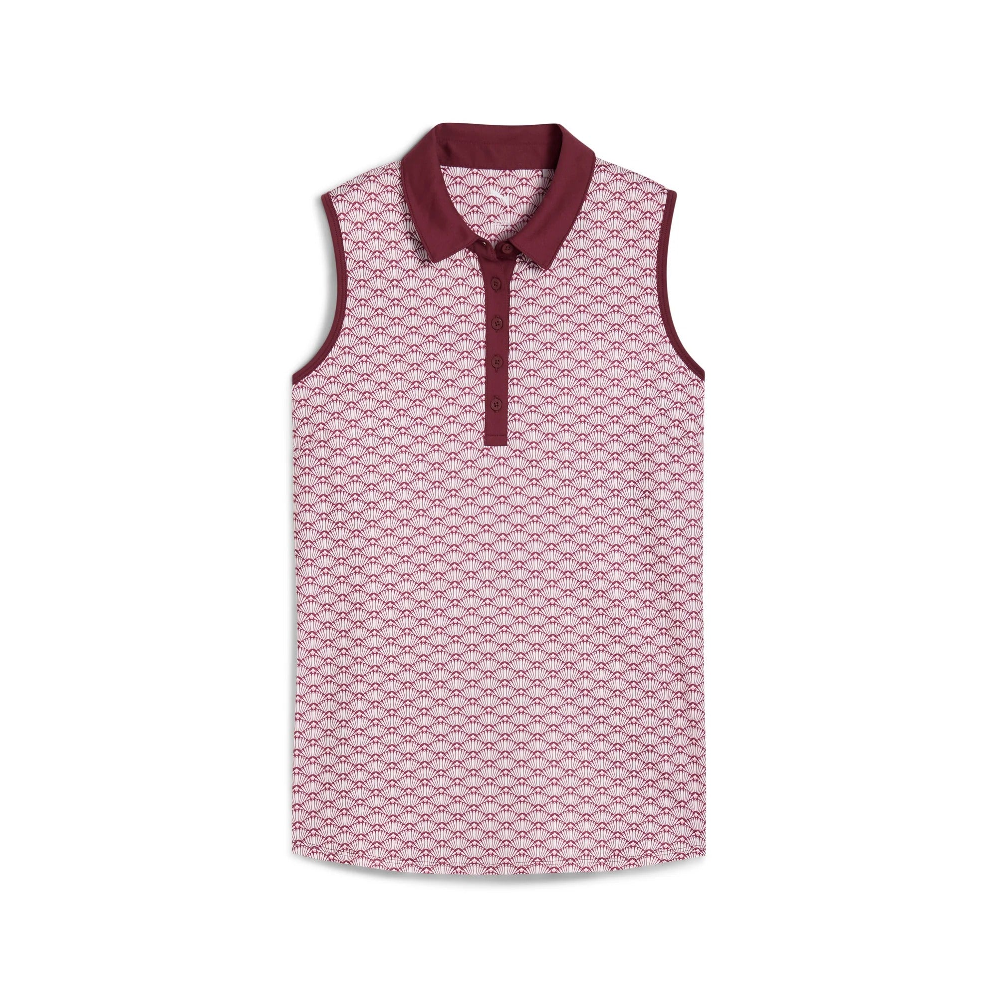 Puma Ladies CLOUDSPUN Scallop Sleeveless Golf Polo - Ruby
