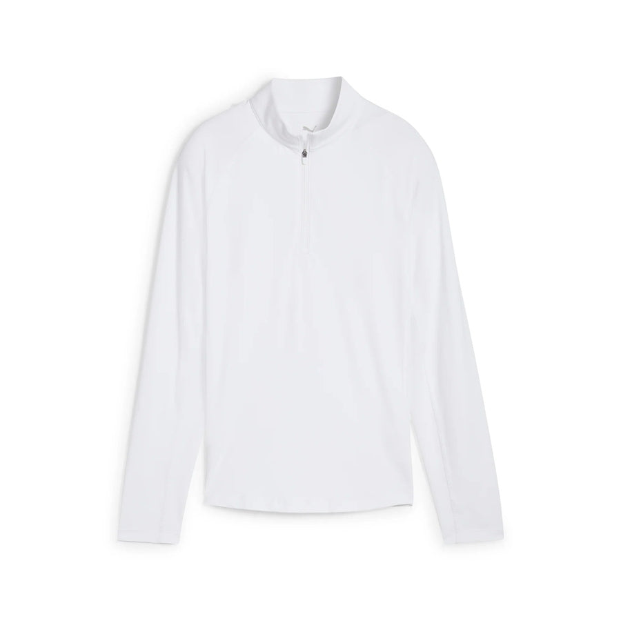 Puma Ladies YOU-V Solid 1/4 Zip Golf Pullover - White