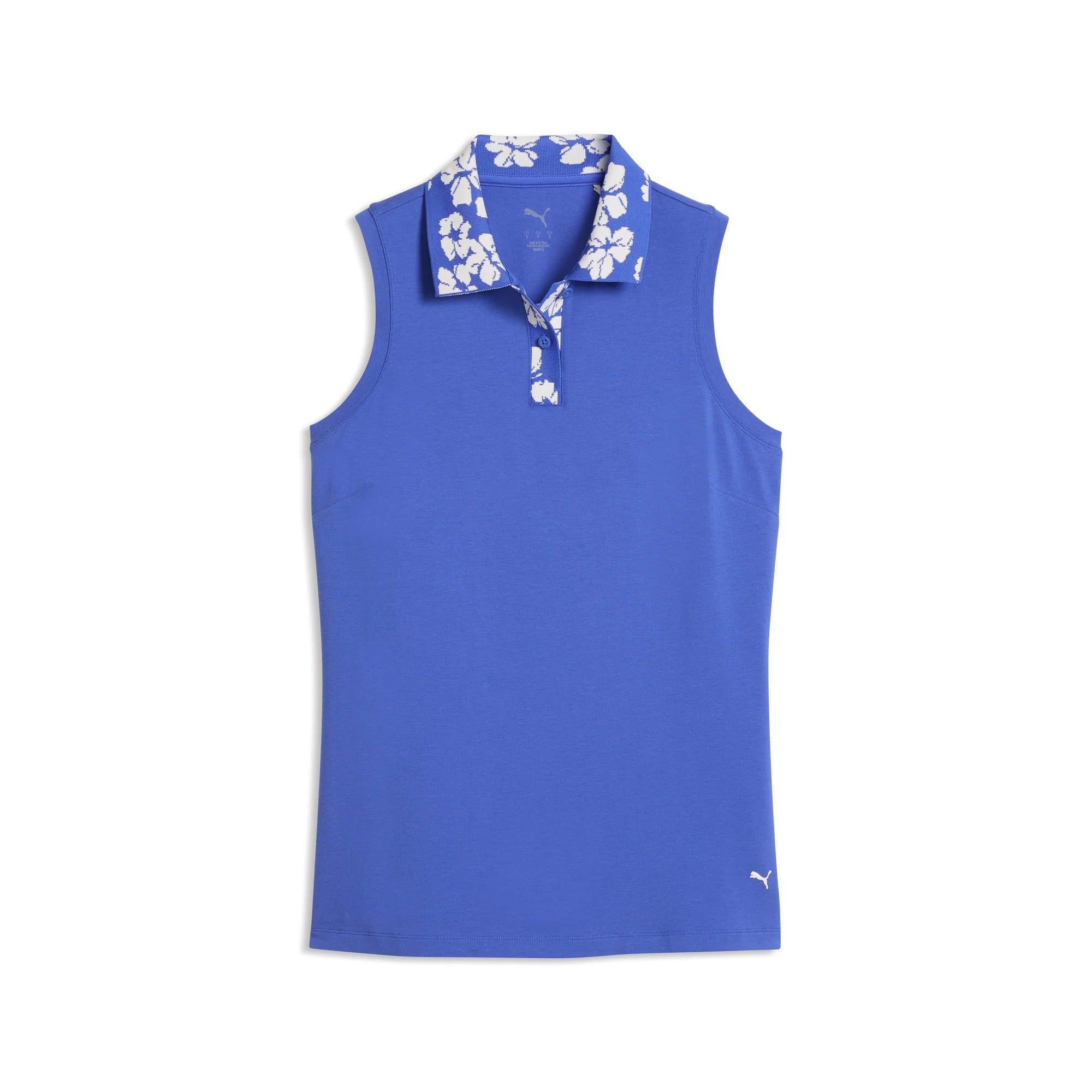 Puma Ladies Modalon Floral Rib Sleeveless Golf Polo - Blue