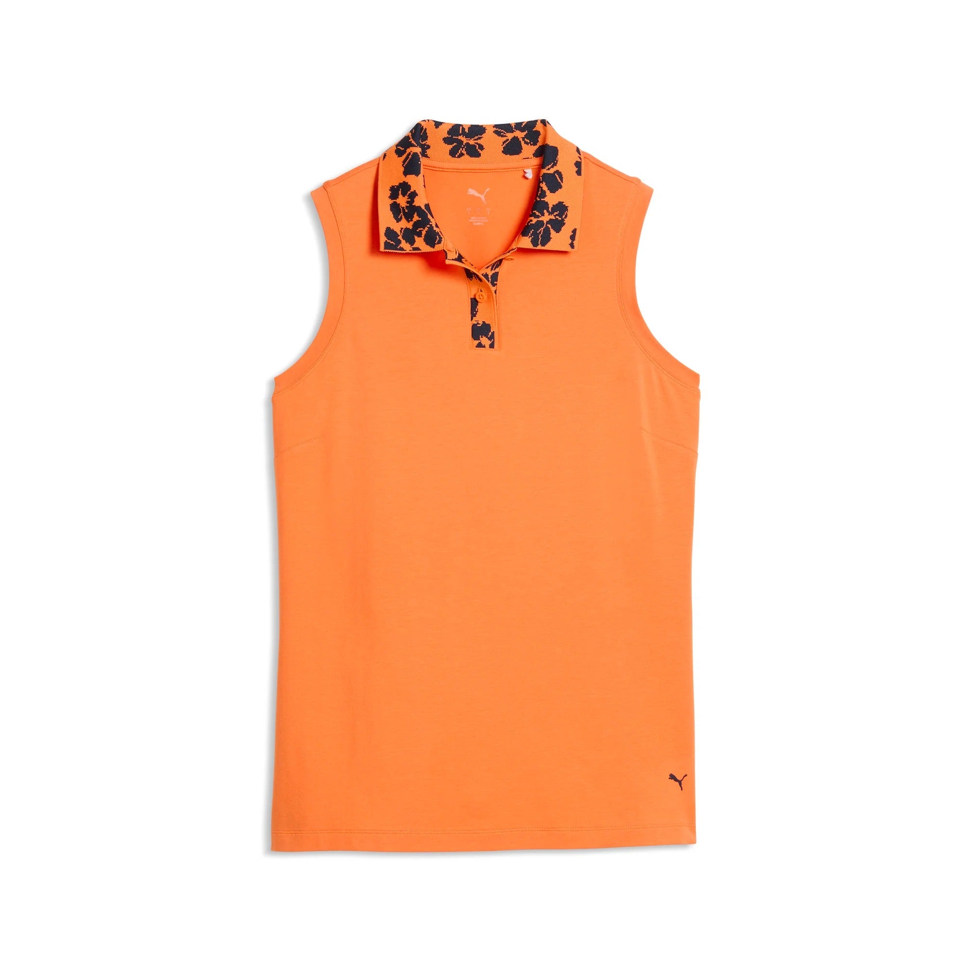 Puma Ladies Modalon Floral Rib Sleeveless Golf Polo - Orange