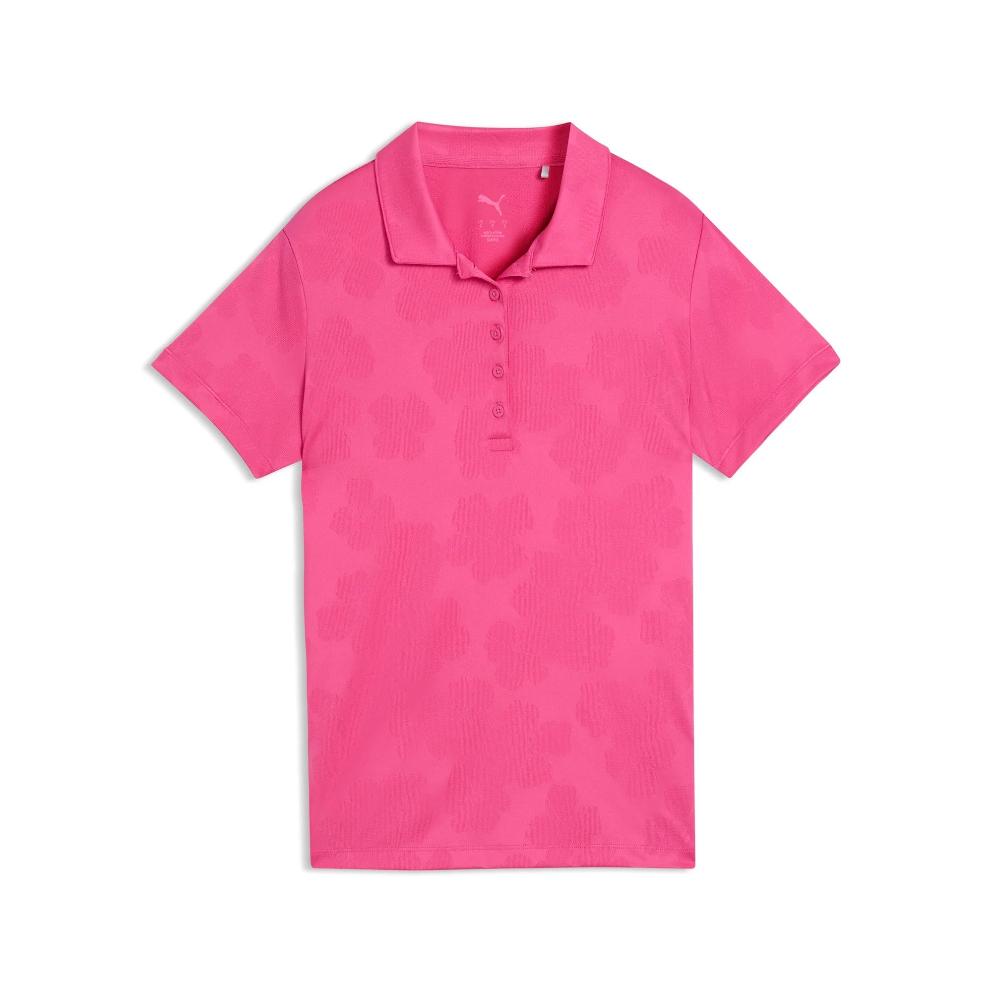 Puma Ladies Floral Lace Jacquard Golf Polo - Pink