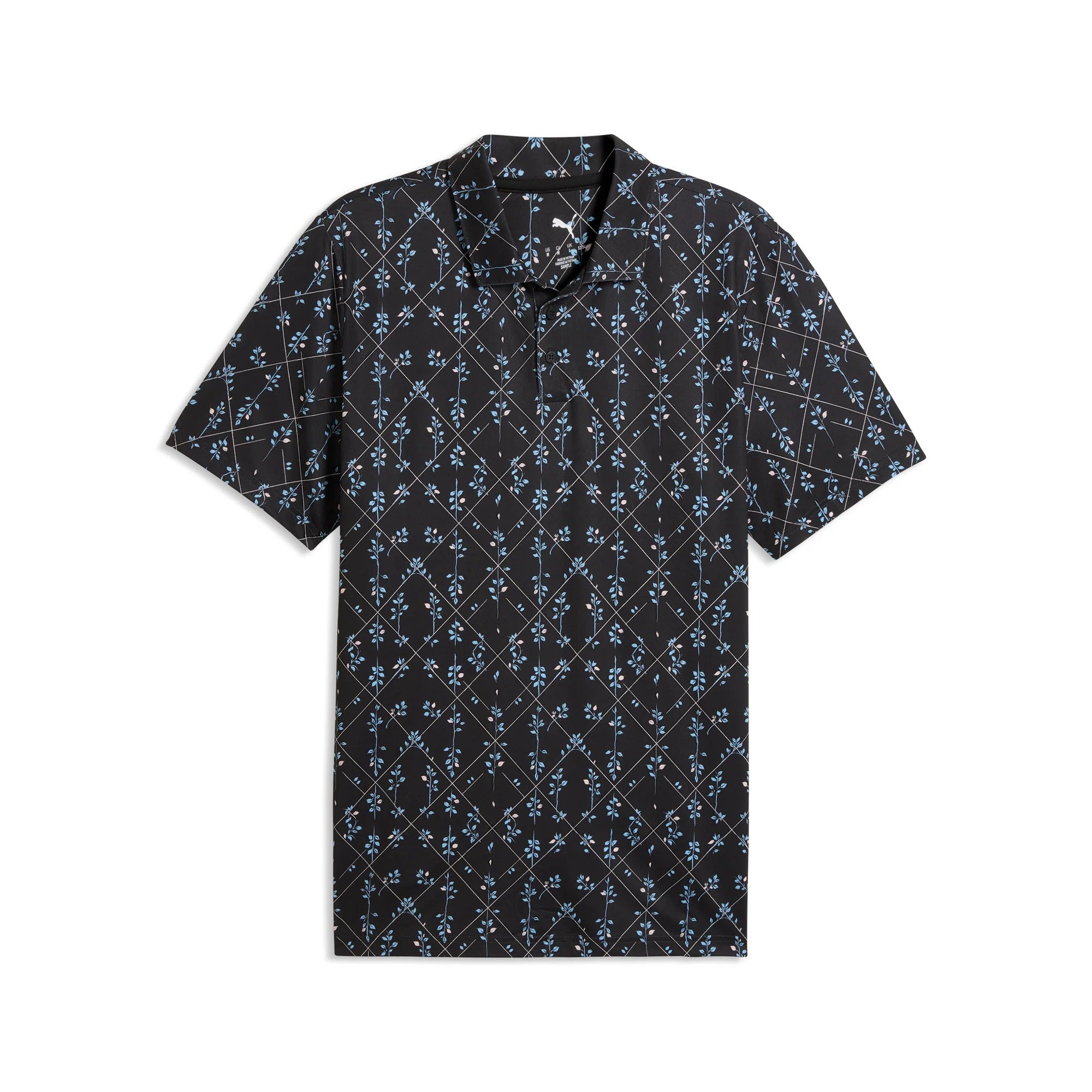 Puma CLOUDSPUN Argyle Bloom BN Golf Polo - Black