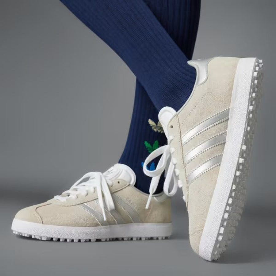 Adidas Ladies Gazelle Spikeless Golf Shoes - White/Silver