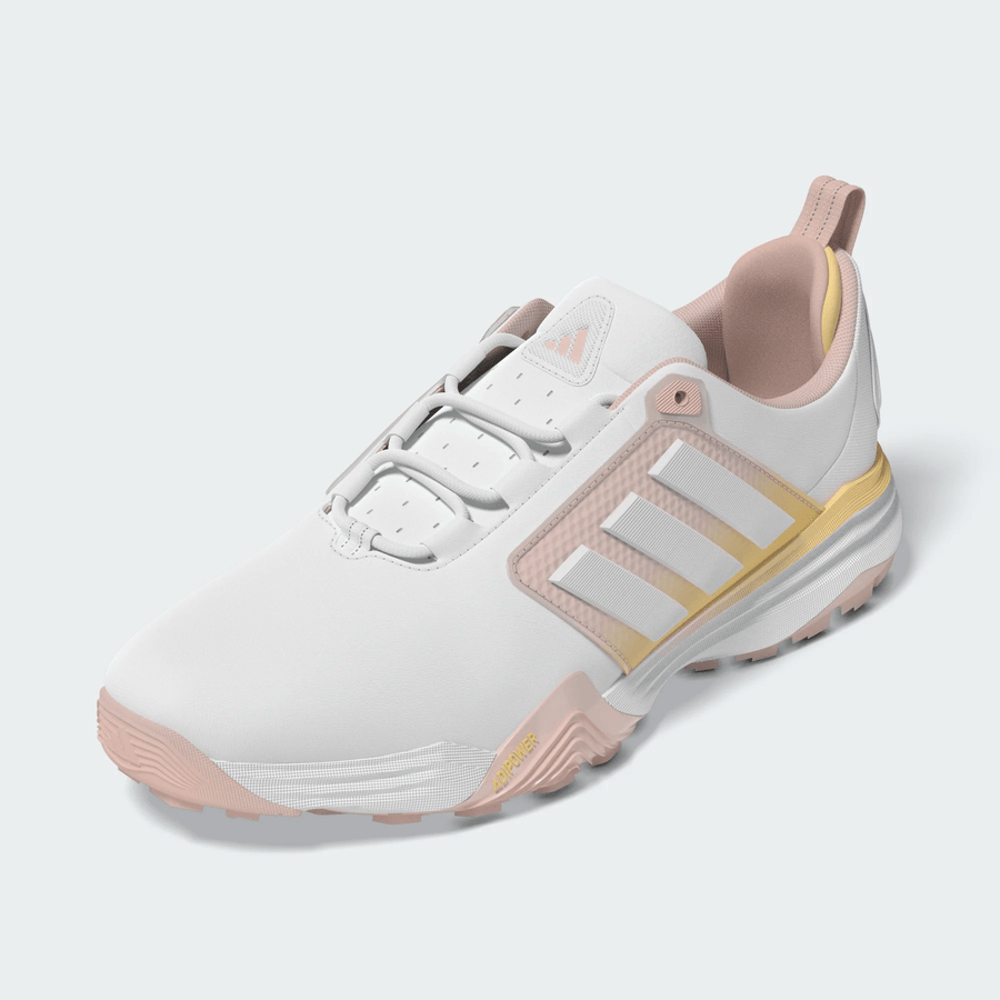Adidas Ladies Adipower 26 Spikeless Golf Shoes - White/Yellow/Pink