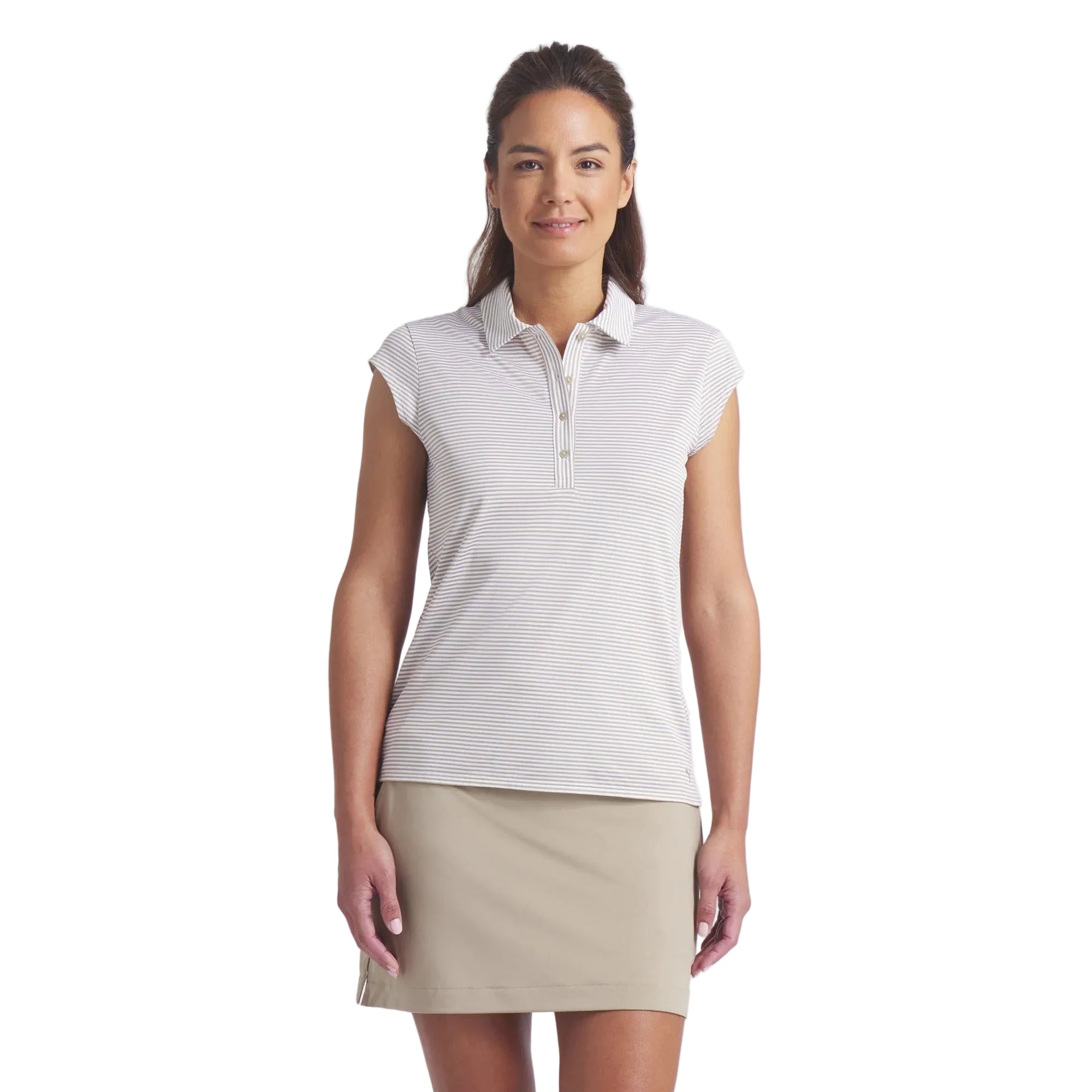Puma Ladies Isle Pique Cap Sleeve Golf Polo - Beige