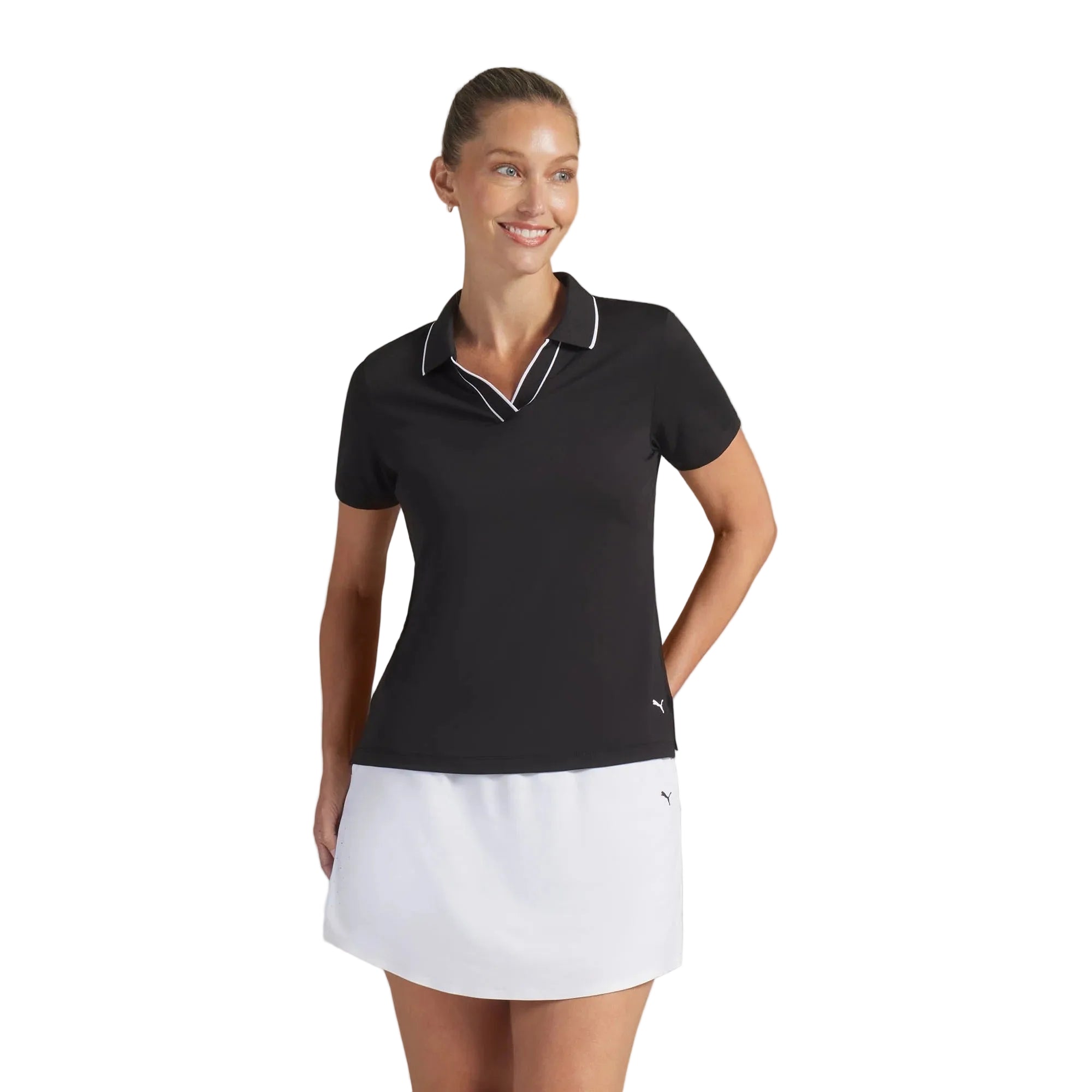 Puma Ladies CLOUDSPUN Essential Short Sleeve Golf Polo - Black