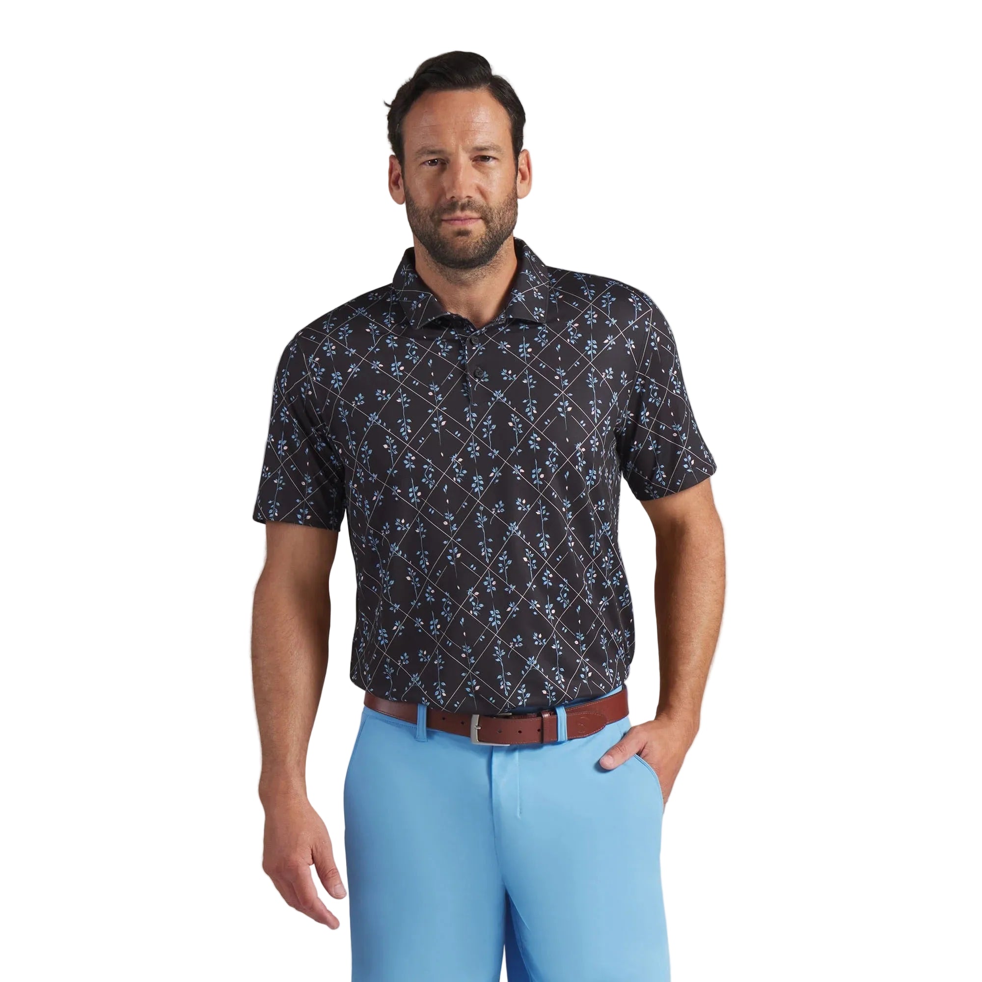 Puma CLOUDSPUN Argyle Bloom BN Golf Polo - Black