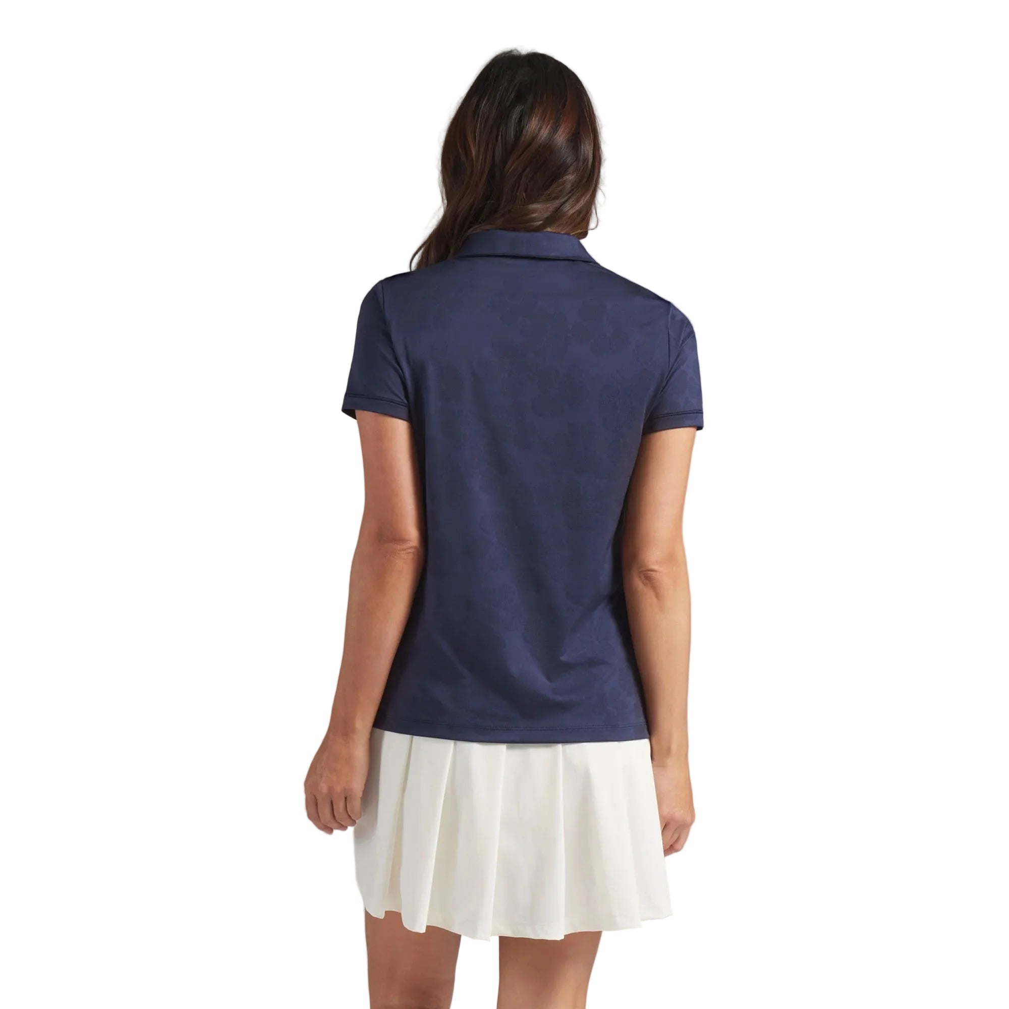 Puma Ladies Floral Lace Jacquard Golf Polo - Navy