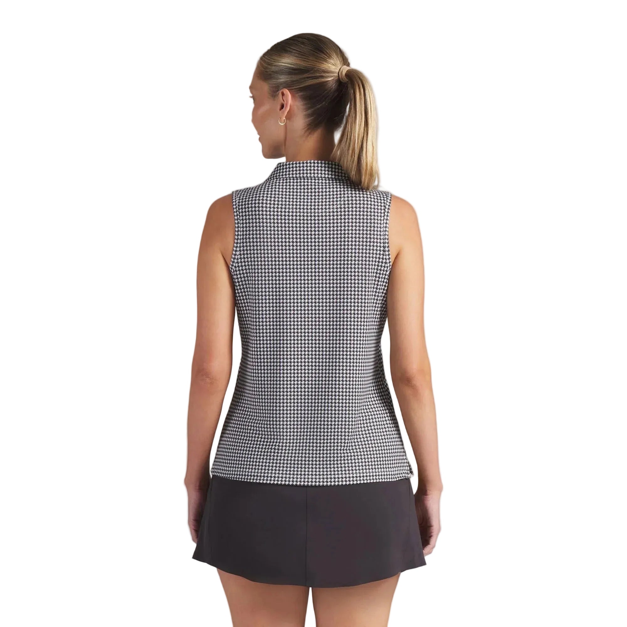 Puma Ladies CLOUDSPUN Mono Check Sleeveless Golf Polo - Black