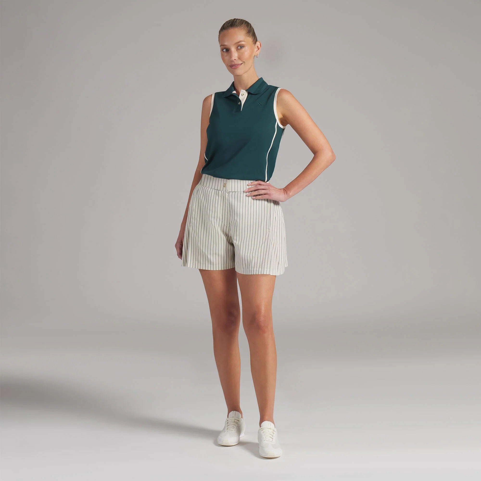 Puma Ladies AP Pinstripe Golf Shorts - Off White