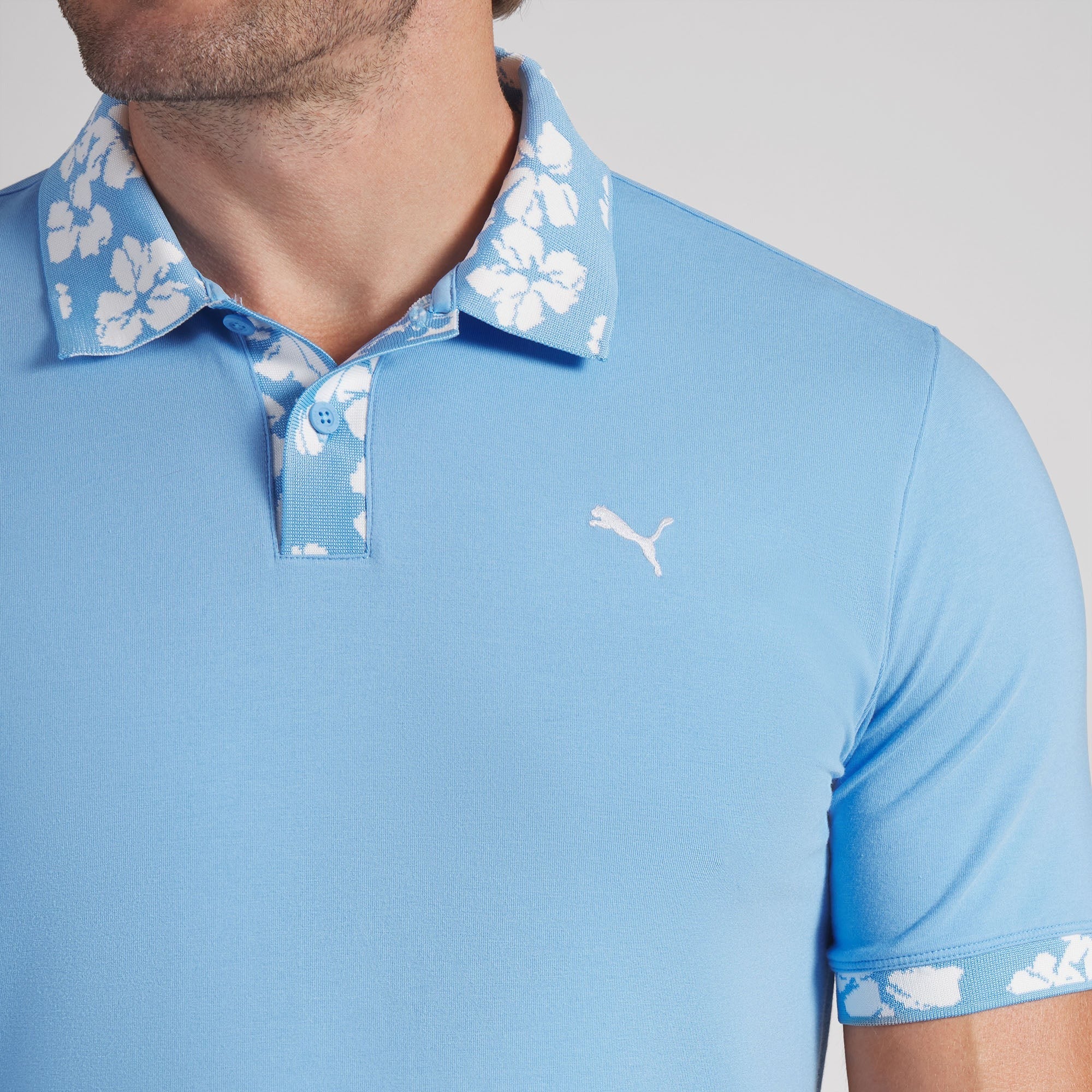 Puma Modalon Floral Rib LC Golf Polo - Blue