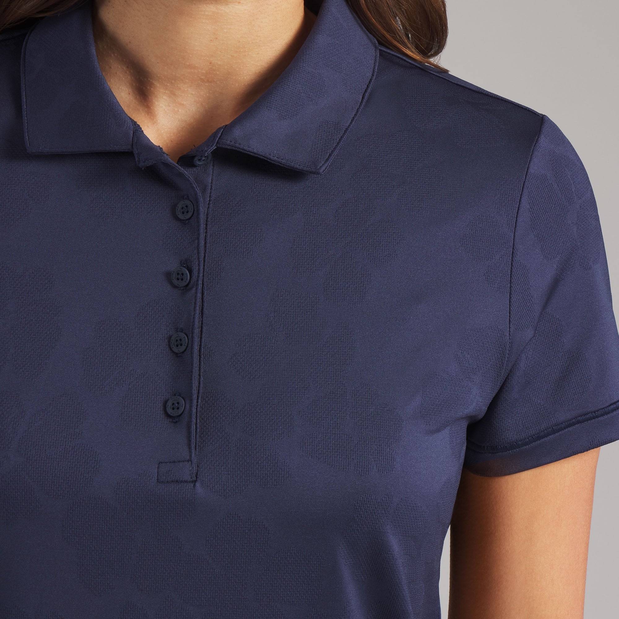 Puma Ladies Floral Lace Jacquard Golf Polo - Navy