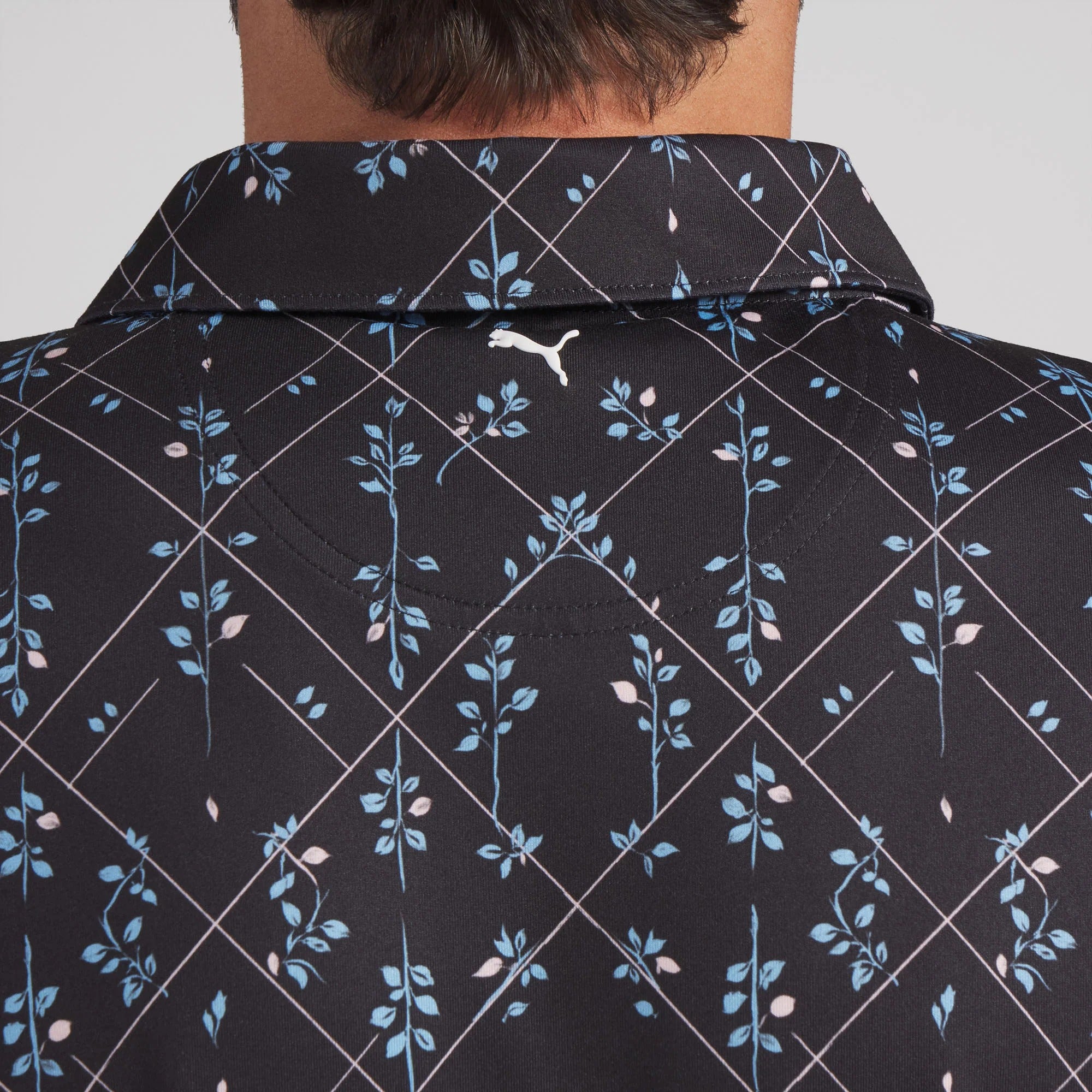 Puma CLOUDSPUN Argyle Bloom BN Golf Polo - Black