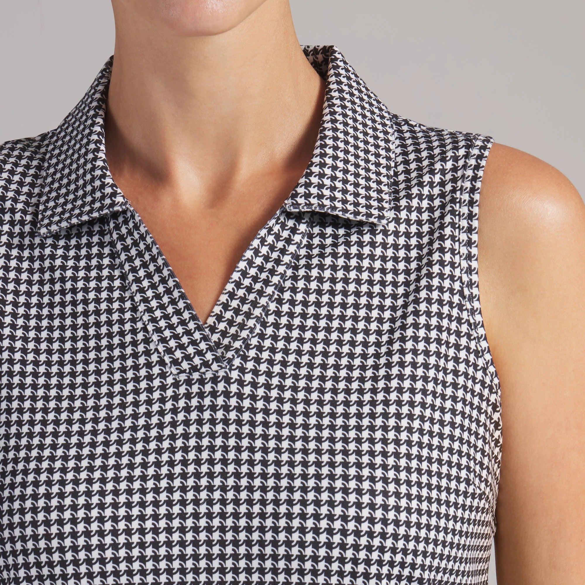 Puma Ladies CLOUDSPUN Mono Check Sleeveless Golf Polo - Black