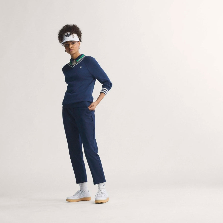 Adidas Ladies Originals Cashmere Blend V-Neck Sweater - Navy