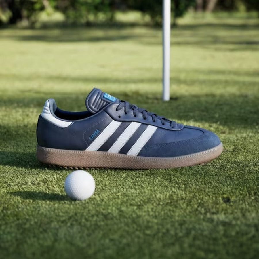 adidas Samba golf ホワイト/グレー/ネイビー Adidas Samba Spikeless Golf Shoes - Blue/White | Free Shipping Na