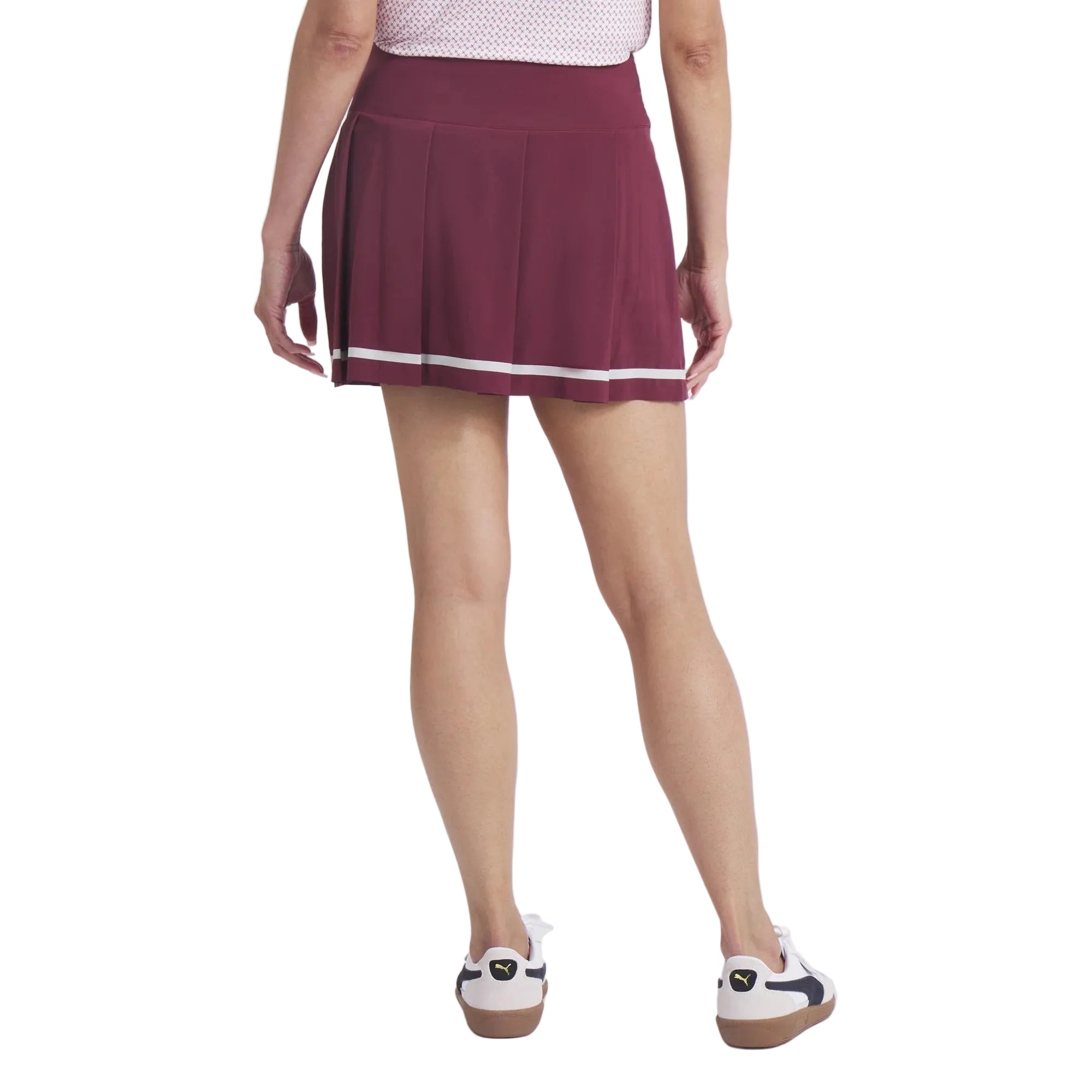 Puma Ladies Stripe Pleated Golf Skirt - Ruby